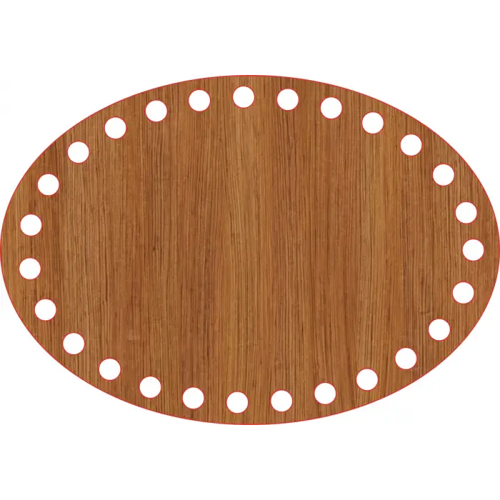 Elips Ahşap MDF Sepet Tabanı 18x13 cm (Delik Çapı 8 mm)
