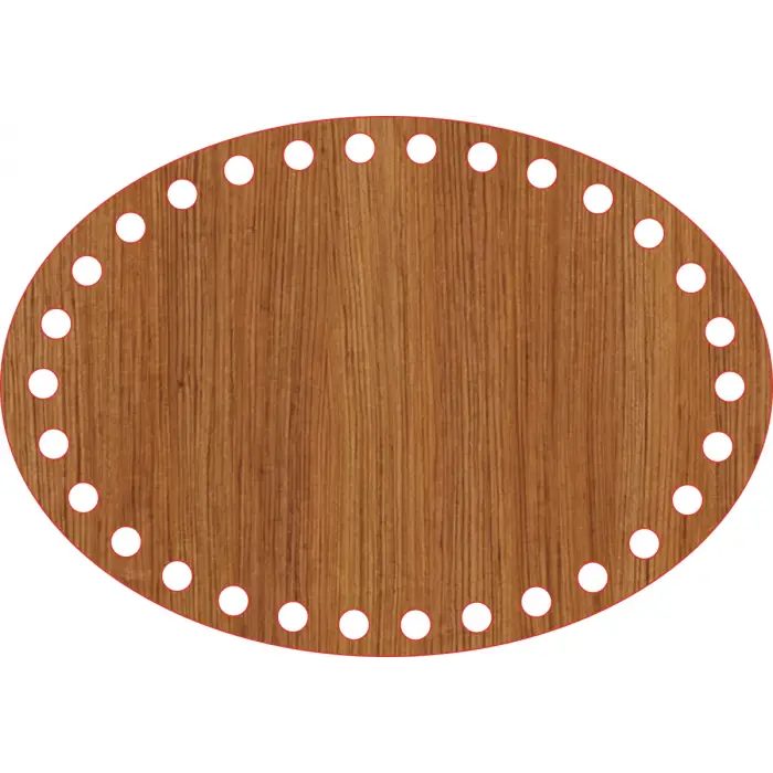 Elips Ahşap MDF Sepet Tabanı 20x14 cm (Delik Çapı 8 mm)