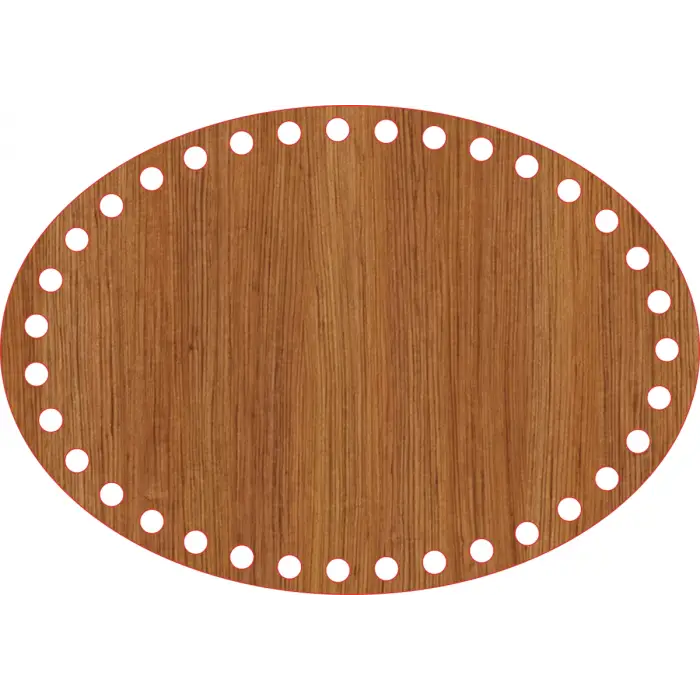 Elips Ahşap MDF Sepet Tabanı 23x16 cm (Delik Çapı 8 mm)