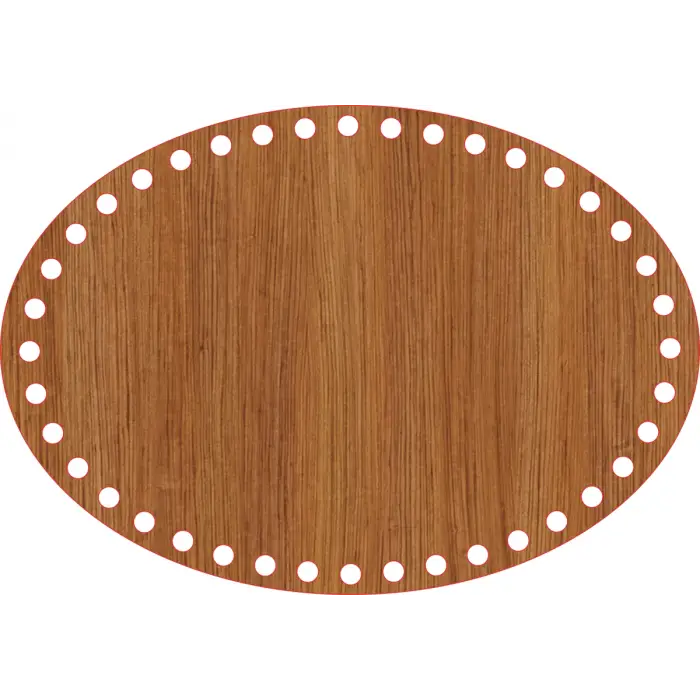 Elips Ahşap MDF Sepet Tabanı 26x18 cm (Delik Çapı 8 mm)