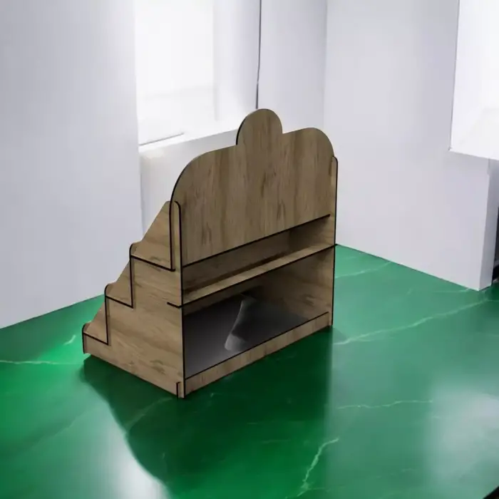 Gift-Station 3 Katlı Ahşap MDF Hediye Kartı ve Sergi Standı