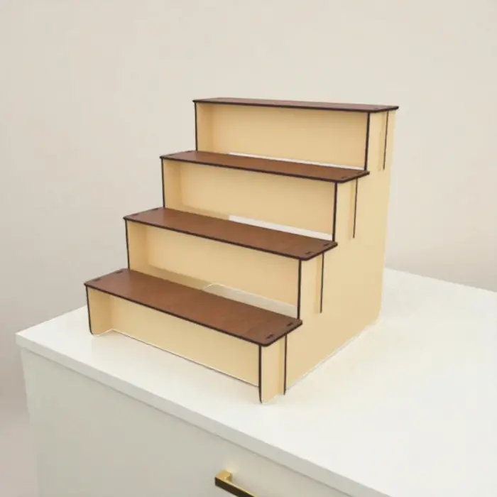 Grand-Stage Ahşap MDF 4 Katlı Teşhir Standı 30x30 cm