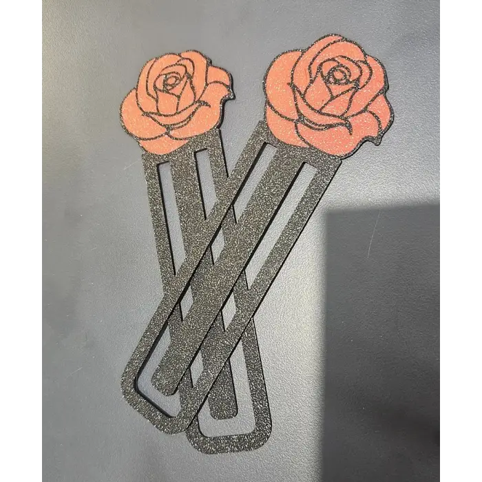 Gül Desenli Kitap Ayracı PLA – Dekoratif 3D Yazıcı Bookmark