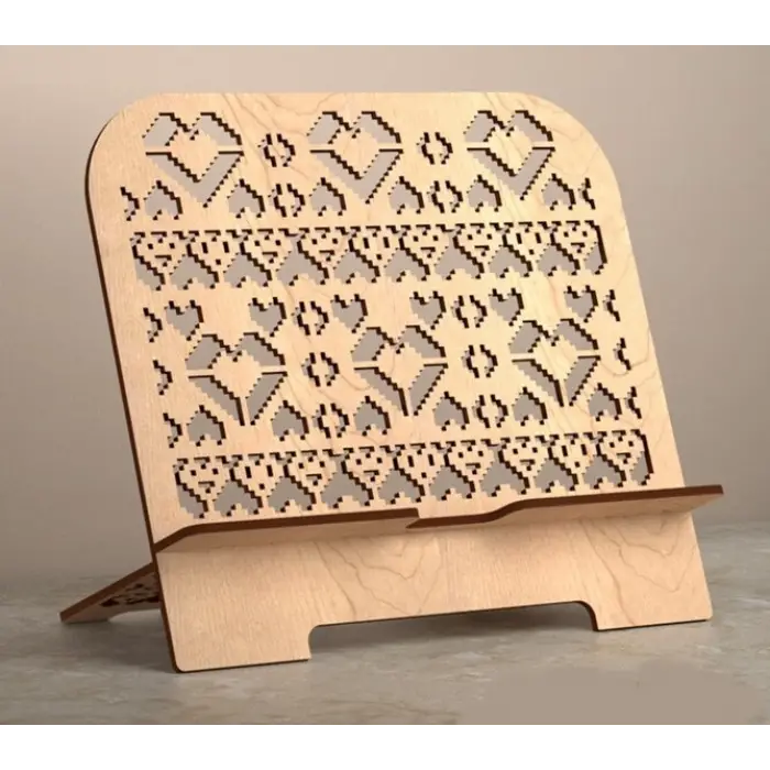 Kalp Motifli Geometrik Ahşap Tablet Standı (3mm MDF)
