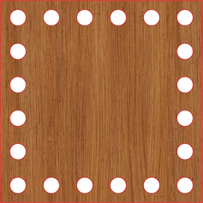 Kare Ahşap MDF Sepet Tabanı 10x10 cm (Delik Çapı 8 mm)