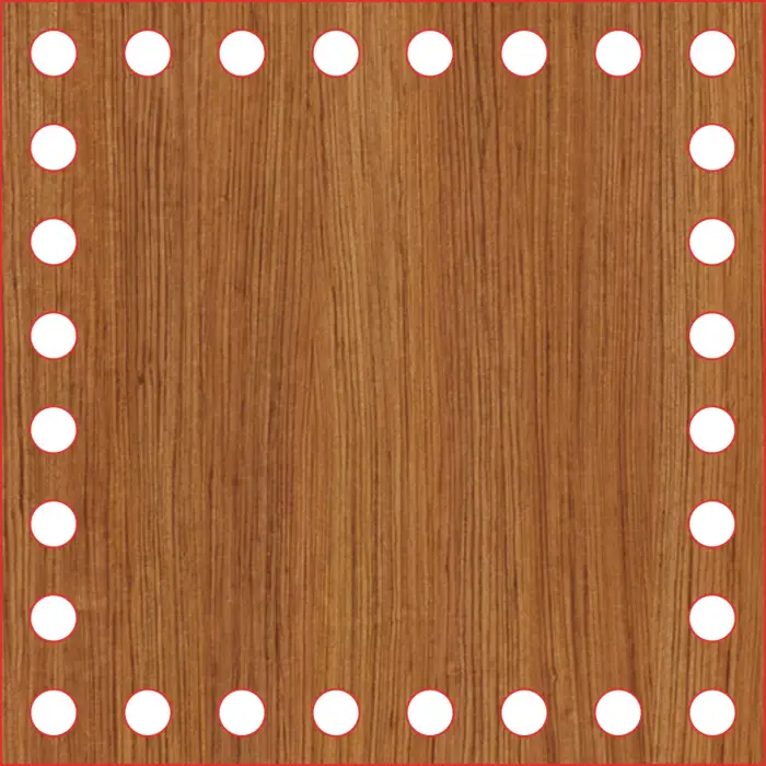 Kare Ahşap MDF Sepet Tabanı 13x13 cm (Delik Çapı 8 mm)