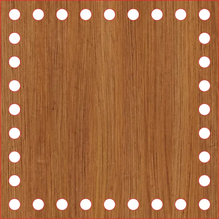 Kare Ahşap MDF Sepet Tabanı 15x15 cm (Delik Çapı 8 mm)
