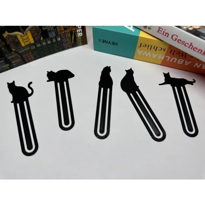 Kedi Model Kitap Ayracı 5’li Set PLA – 3D Yazıcı Bookmark