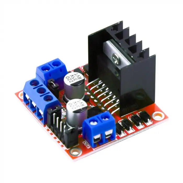 L298N Voltaj Regülatörlü Çift Motor Sürücü Kartı - Kırmızı PCB
