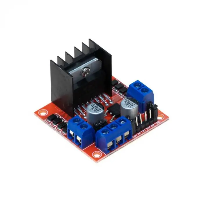 L298N Voltaj Regülatörlü Çift Motor Sürücü Kartı - Kırmızı PCB