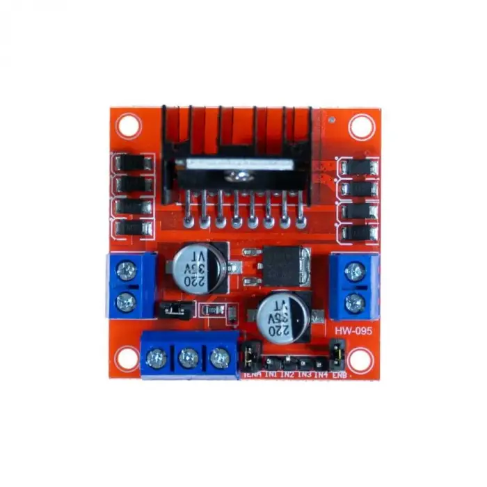 L298N Voltaj Regülatörlü Çift Motor Sürücü Kartı - Kırmızı PCB