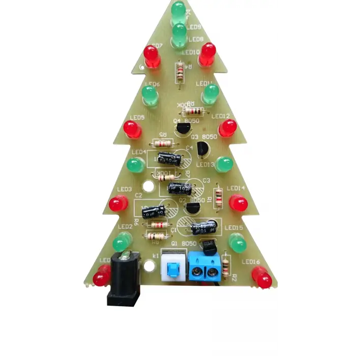 LEDli Yılbaşı Çam Ağacı Devresi - 3D Dekoratif Elektronik Kit - Monteli ve Hazır
