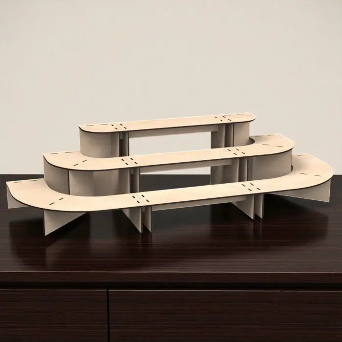 Mod-Stage 3 Katlı Modüler Ahşap MDF Teşhir Standı 90 cm