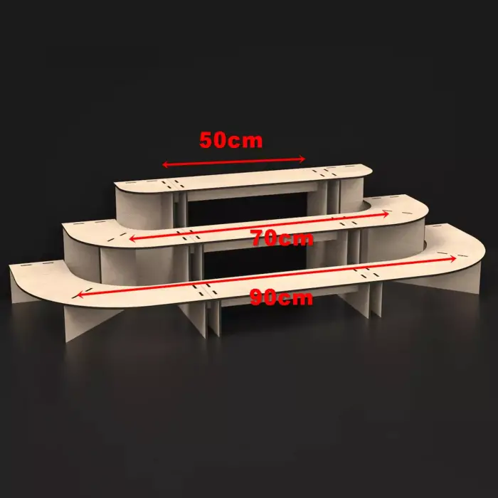 Mod-Stage 3 Katlı Modüler Ahşap MDF Teşhir Standı 90 cm