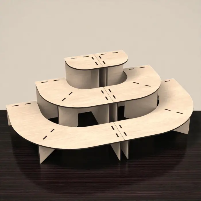 Mod-Stage 3 Katlı Modüler Ahşap MDF Teşhir Standı 90 cm
