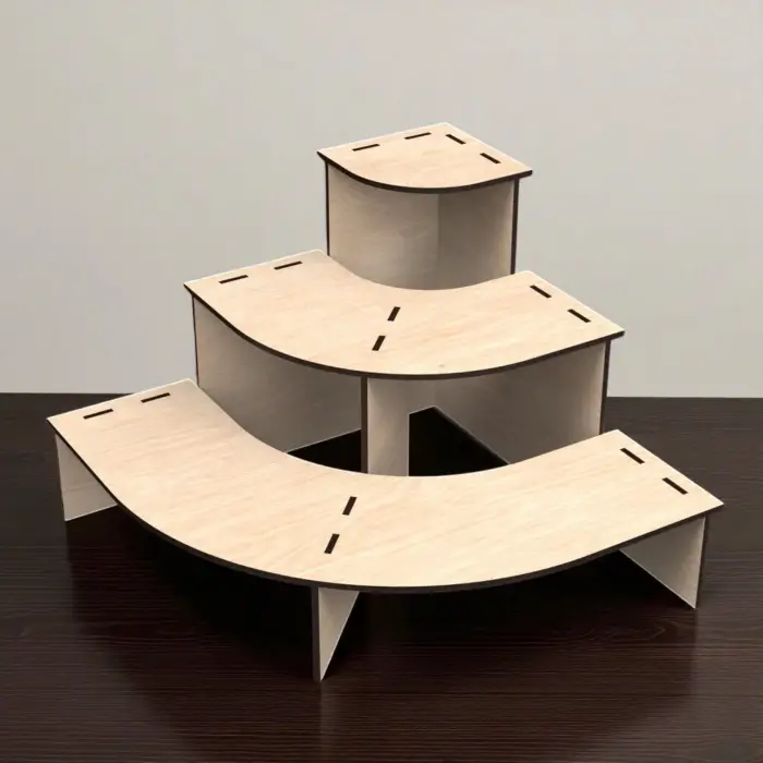 Mod-Stage 3 Katlı Modüler Ahşap MDF Teşhir Standı 90 cm
