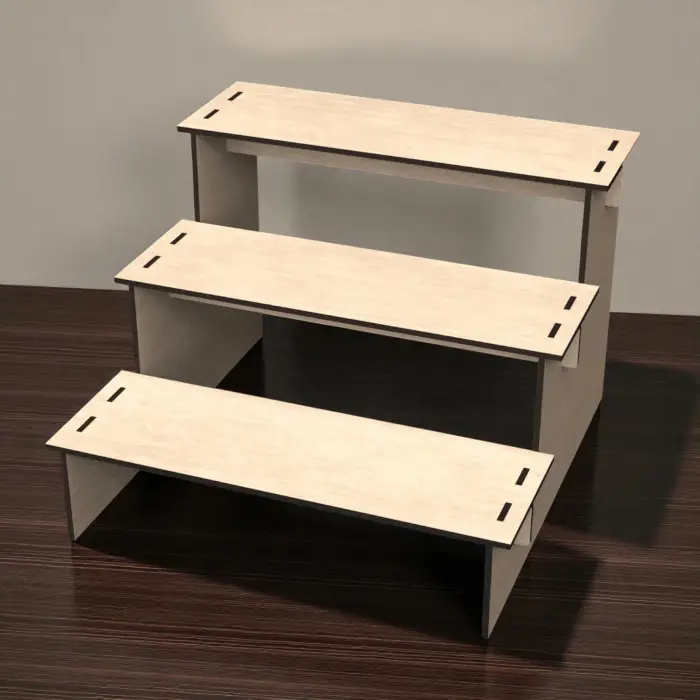 Mod-Stage 3 Katlı Modüler Ahşap MDF Teşhir Standı 90 cm