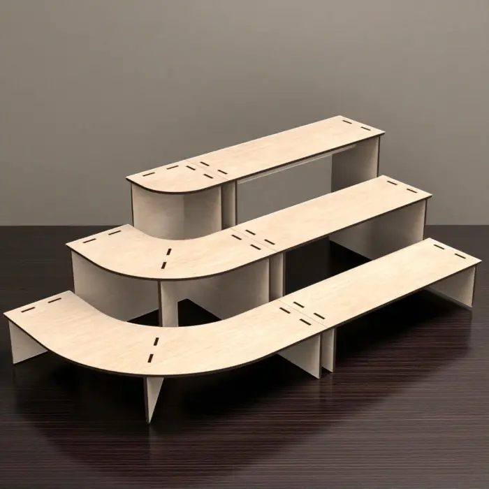 Mod-Stage 3 Katlı Modüler Ahşap MDF Teşhir Standı 90 cm