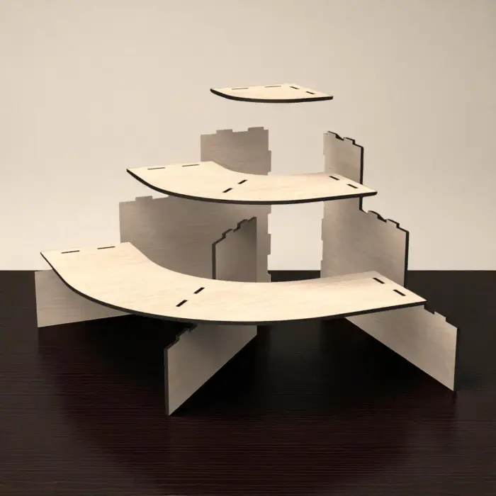 Mod-Stage 3 Katlı Modüler Ahşap MDF Teşhir Standı 90 cm