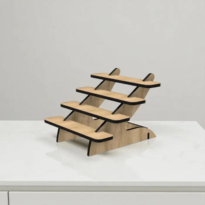 Nano-Step 4 Katlı Ahşap MDF Teşhir Standı (En Küçük Boy)