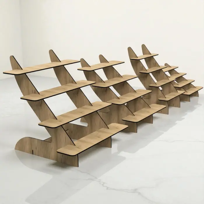 Nano-Step 4 Katlı Ahşap MDF Teşhir Standı (En Küçük Boy)