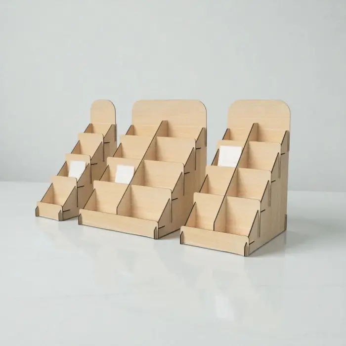 Opti-Step 4 Katlı Ahşap MDF Teşhir Standı - Model 1 / 2 / 3