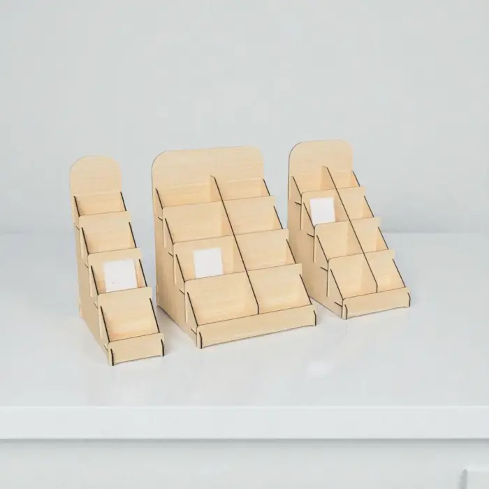 Opti-Step 4 Katlı Ahşap MDF Teşhir Standı - Model 1 / 2 / 3