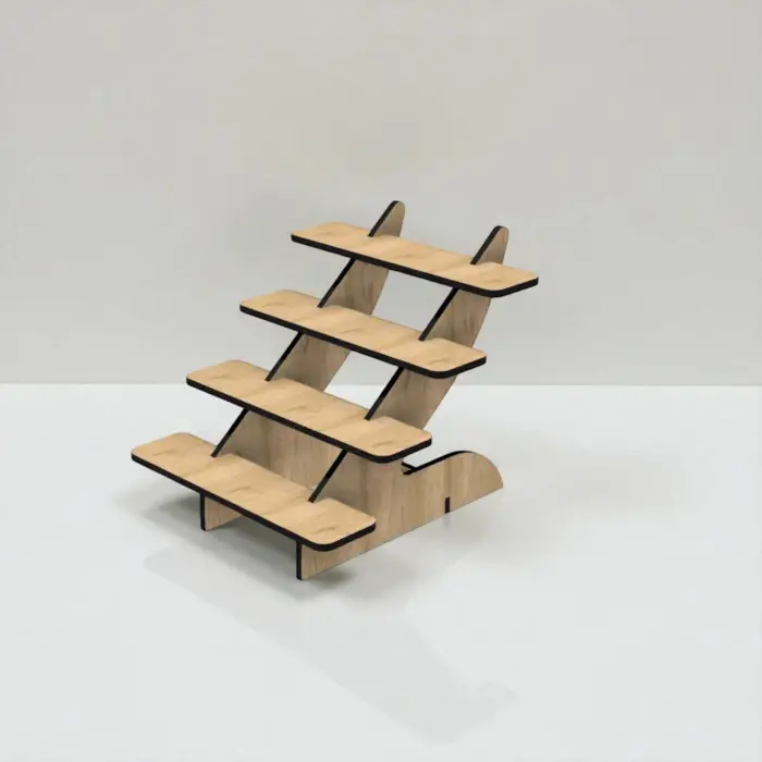 Opti-Step 4 Katlı Ahşap MDF Teşhir Standı (Orta Boy)