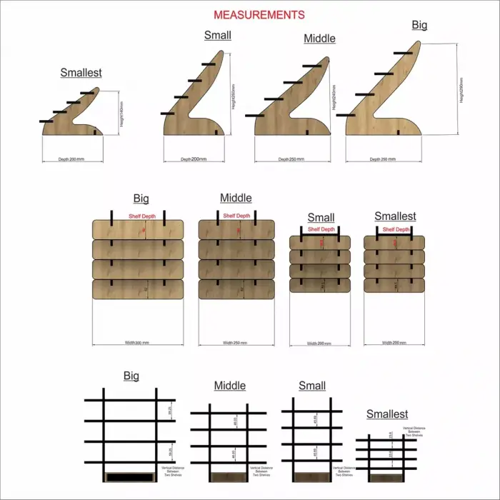 Opti-Step 4 Katlı Ahşap MDF Teşhir Standı (Orta Boy)