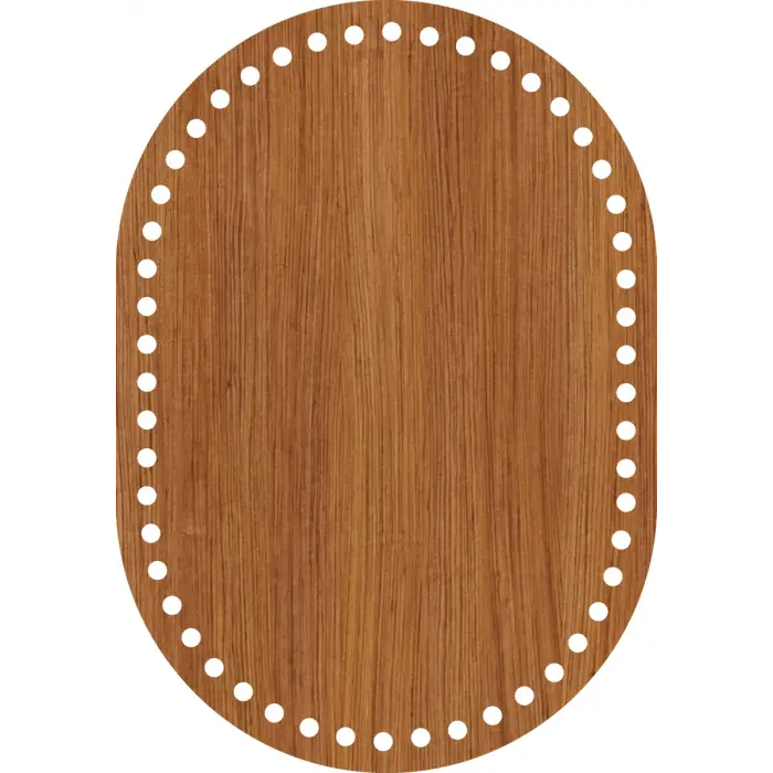 Oval Ahşap MDF Sepet Tabanı 20x14 cm (Delik Çapı 5 mm)