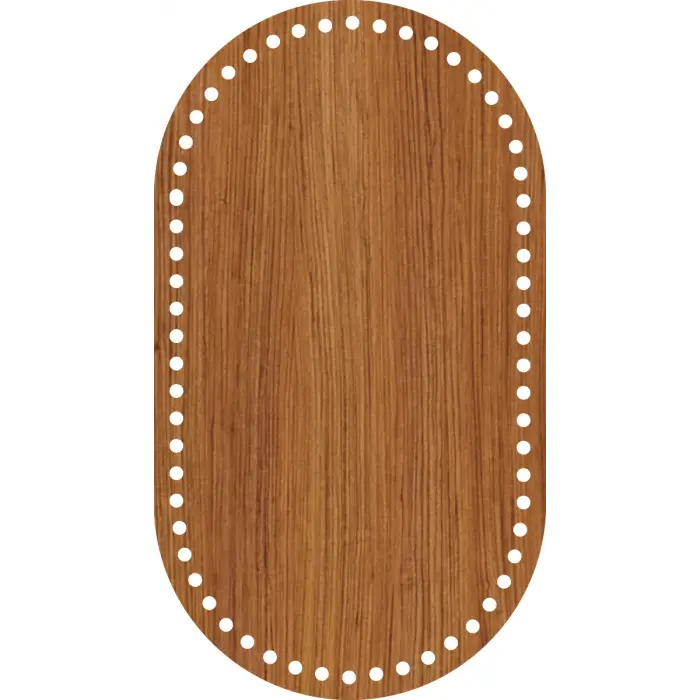 Oval Ahşap MDF Sepet Tabanı 25x14 cm (Delik Çapı 5 mm)