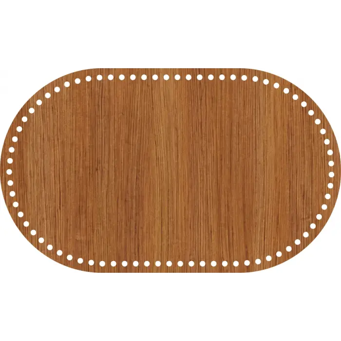 Oval Ahşap MDF Sepet Tabanı 30x18 cm (Delik Çapı 5 mm)