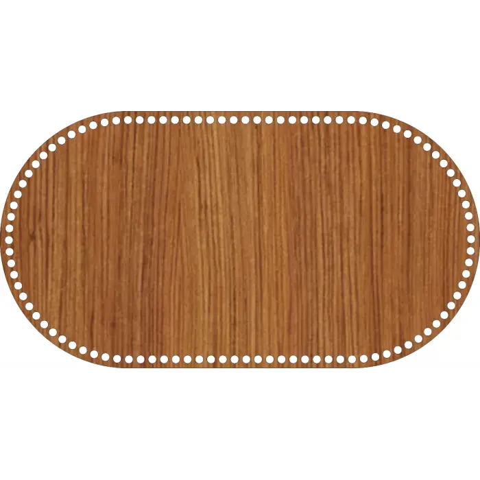 Oval Ahşap MDF Sepet Tabanı 41x22 cm (Seçilebilir Delik Çapı)