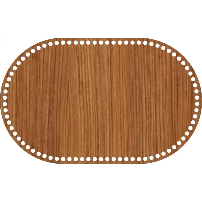 Oval Ahşap MDF Sepet Tabanı 32x20 cm (Seçilebilir Delik Çapı)