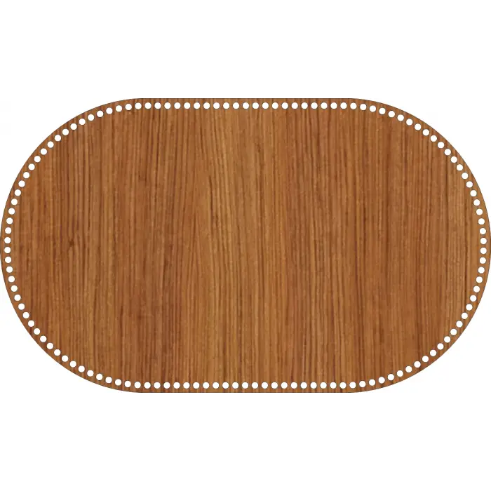 Oval Ahşap MDF Sepet Tabanı 50x30 cm (Seçilebilir Delik Çapı)