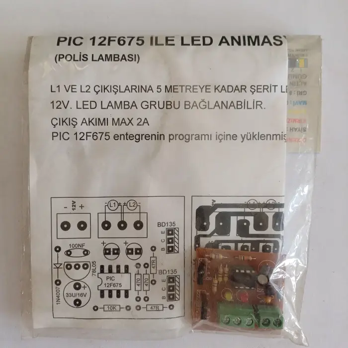 PIC 12F675 ile Led Animasyon Devresi - Monteli ve Hazır Kart - 12V Uyumlu