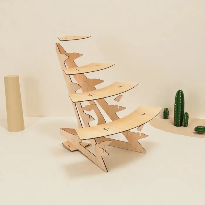 Round-Step Ahşap MDF Yuvarlak Teşhir Standı Serisi (2-3-4 Katlı)