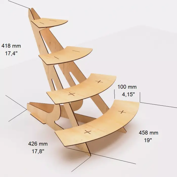 Round-Step Ahşap MDF Yuvarlak Teşhir Standı Serisi (2-3-4 Katlı)