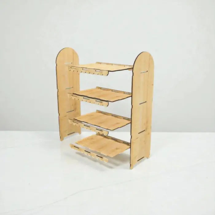 Slim-Step 4 Katlı Ahşap MDF Dikey Teşhir Standı 20x12x38 cm