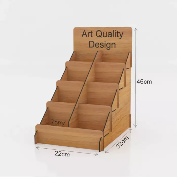 Stair-Case 4 Katlı Merdivenli Ahşap MDF Teşhir Standı 46 cm