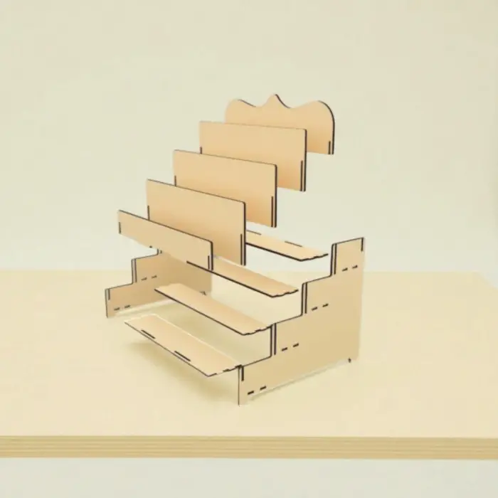 Tetra-Decor Ahşap MDF 4 Katlı Teşhir Standı 30x27 cm