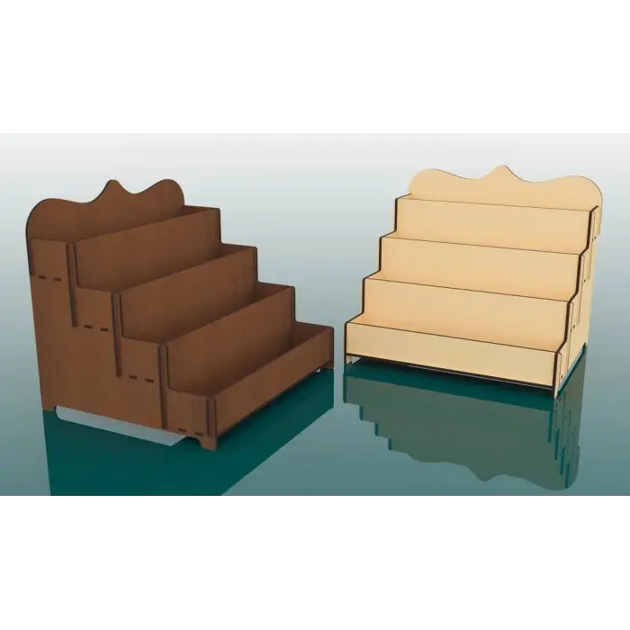 Tetra-Decor Ahşap MDF 4 Katlı Teşhir Standı 30x27 cm