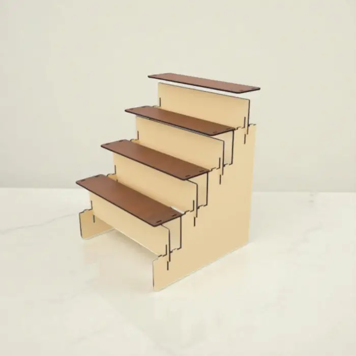 Tetra-Step 4 Katlı Ahşap MDF Teşhir Standı 25x25x25 cm