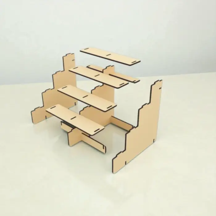Tetra-Step 4 Katlı Ahşap MDF Ürün Sergi Standı Serisi (3 Farklı Boy)