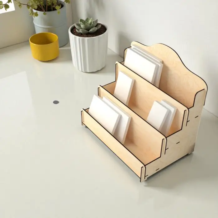 Trio-Step 3 Katlı Ahşap MDF Teşhir Standı 29x19x27 cm