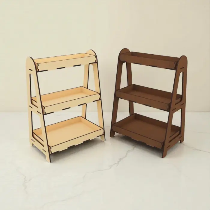 Vario-Mod 3 Katlı Ahşap MDF Modüler Teşhir Standı 26x38 cm