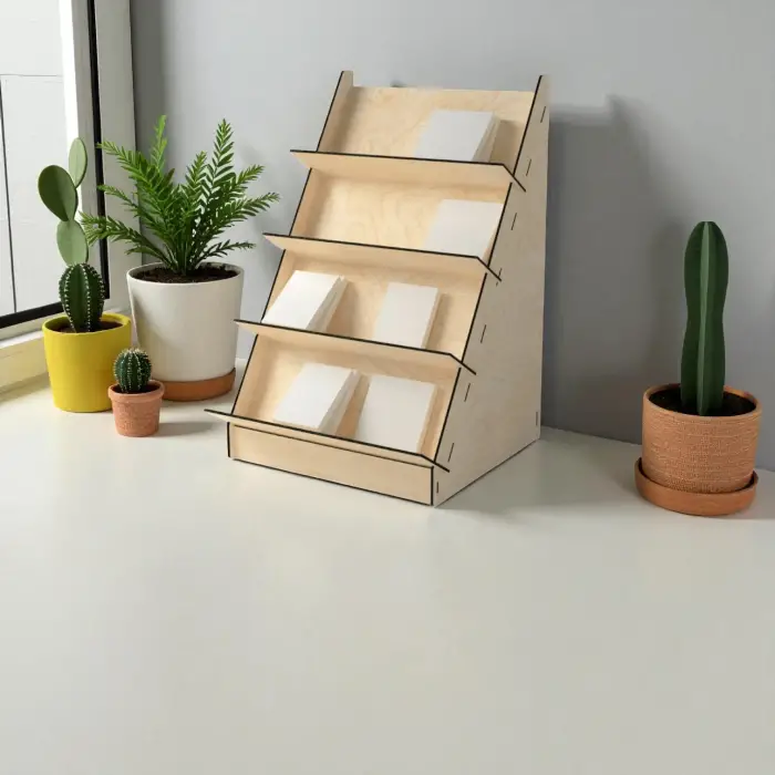 Verto-Stage Ahşap MDF 4 Katlı Teşhir Standı 26x41 cm