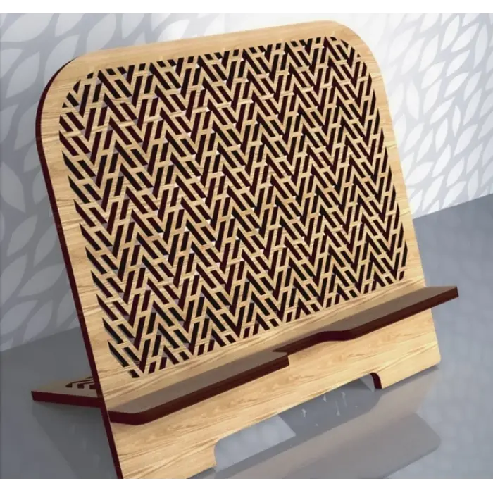 Zigzag Geometrik Desenli Ahşap Tablet Standı (3mm MDF)