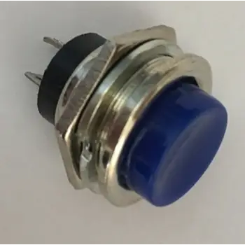 16mm Metal Push Buton Mavi - Su Geçirmez Panel Tipi Anahtar - IP67 Paslanmaz Buton
