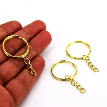 25mm Anahtarlık Halkası Zincirli Sarı Kaplama